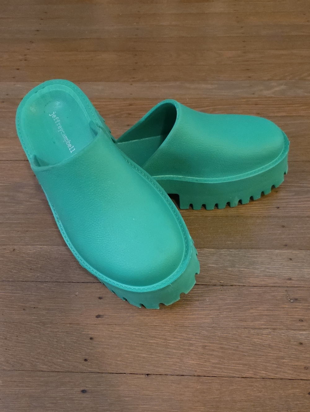 Jeffrey Campbell Green Clogge Slip-On Platform Clogs Chunky Lug Sole Size 8/ 39